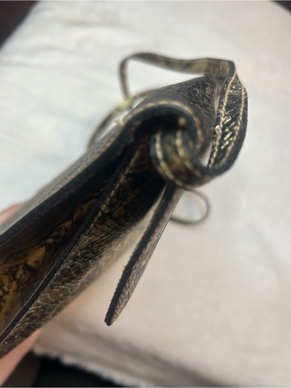 Furla Vintage leather Metallic Gold and Black Patterned Clutch/ Crossbody - Picture 13 of 16